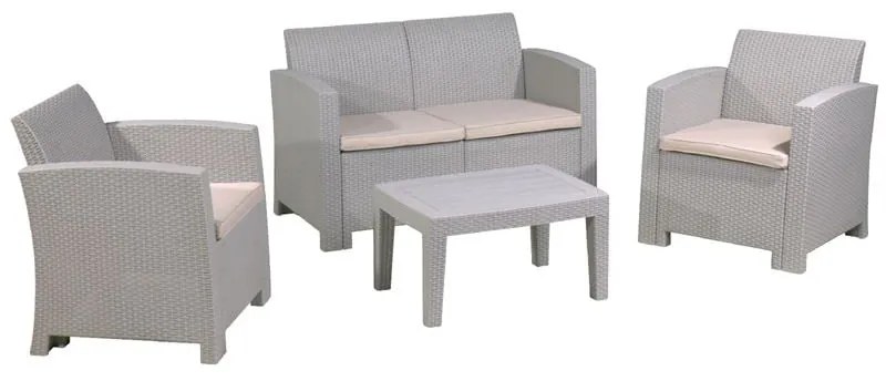 SAVANNA Set Σαλόνι Κήπου Βεράντας K/D, PP-UV Sand Grey Μαξιλάρια Μπεζ