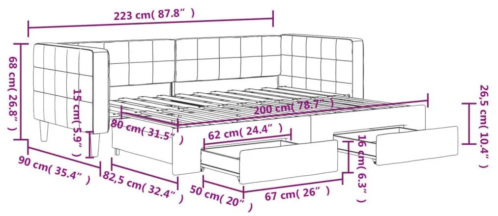 Καναπές Κρεβάτι Συρόμενος Κίτρινο 80x200εκ. Βελούδινος Συρτάρια - Κίτρινο