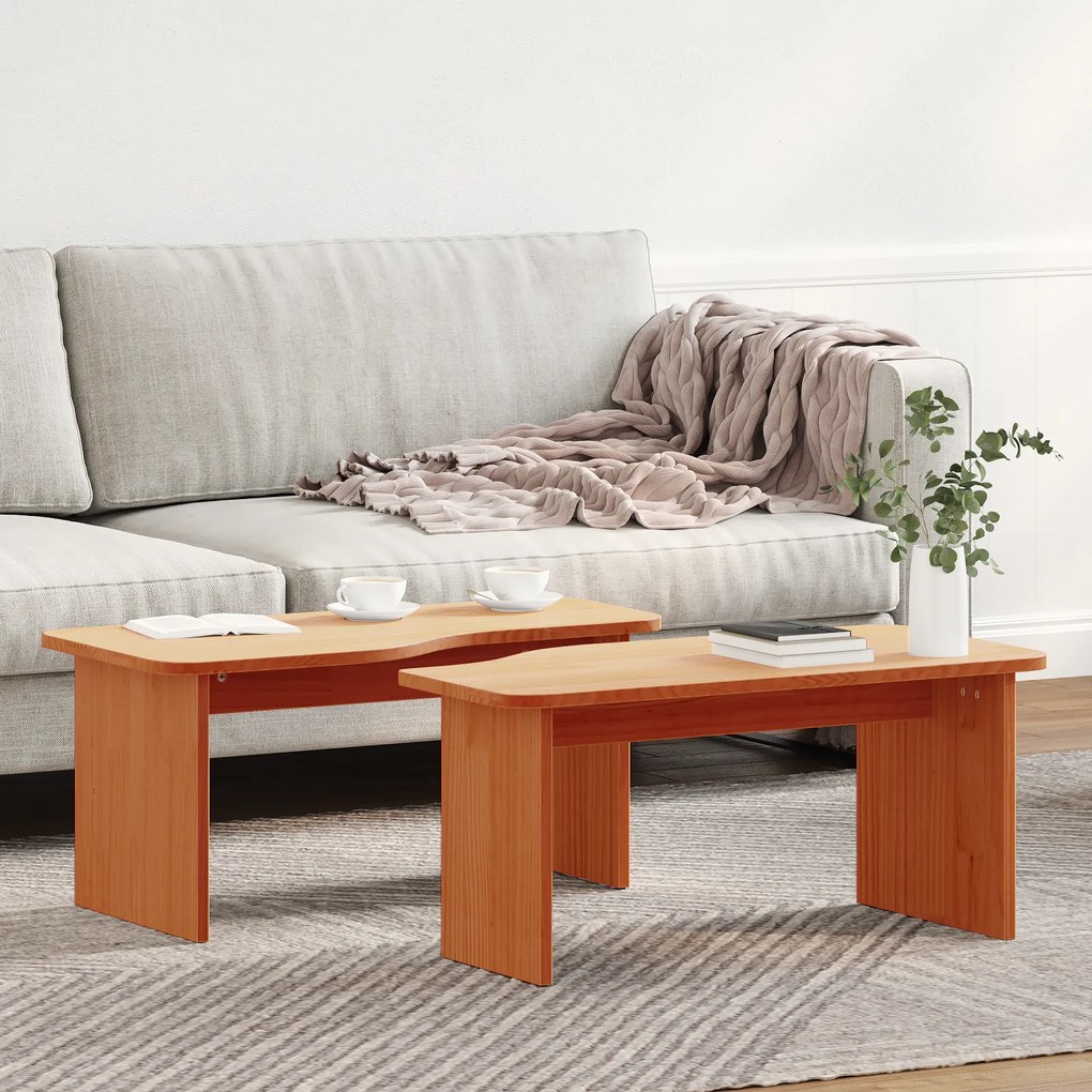 vidaXL Τραπεζάκι σαλονιού 2 pcs Καφέ κεριού 100 x 69 x 35.5 εκατοστά