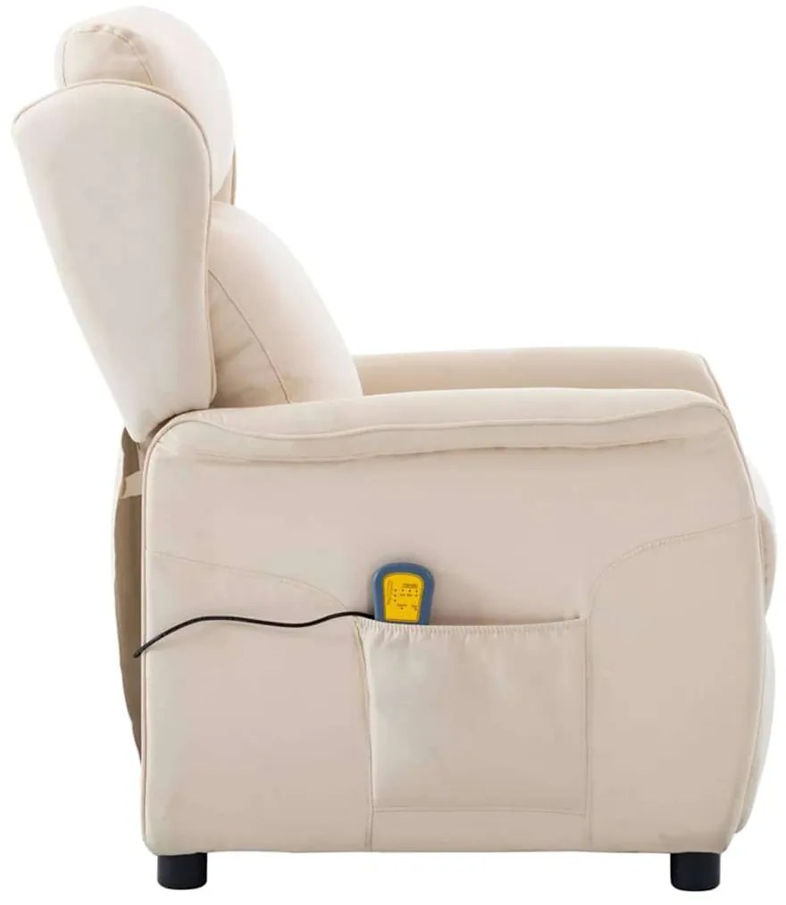 vidaXL Καρέκλα μασάζ με μαξιλάρι Κρεμ 67.5 x 93.5 x 101.5 εκ ύφασμα