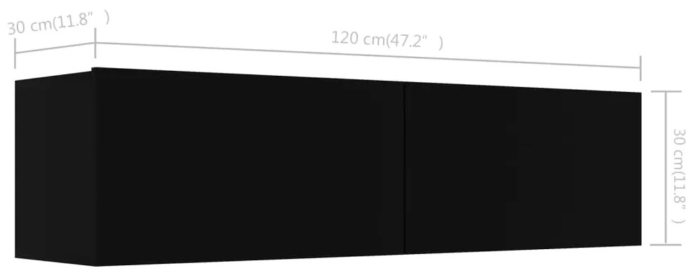 Έπιπλο Τηλεόρασης Μαύρο 120 x 30 x 30 εκ. από Επεξ. Ξύλο 801491