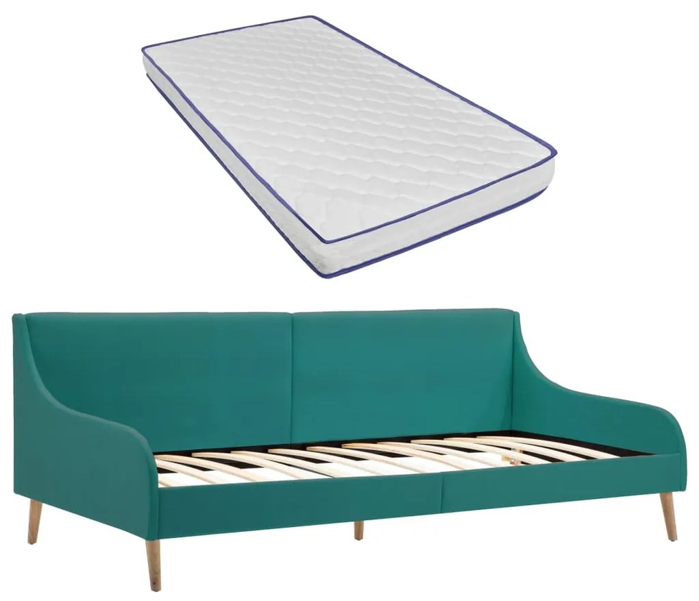 vidaXL Πλαίσιο Daybed Πράσινο Υφασμάτινο + Στρώμα Αφρού Μνήμης