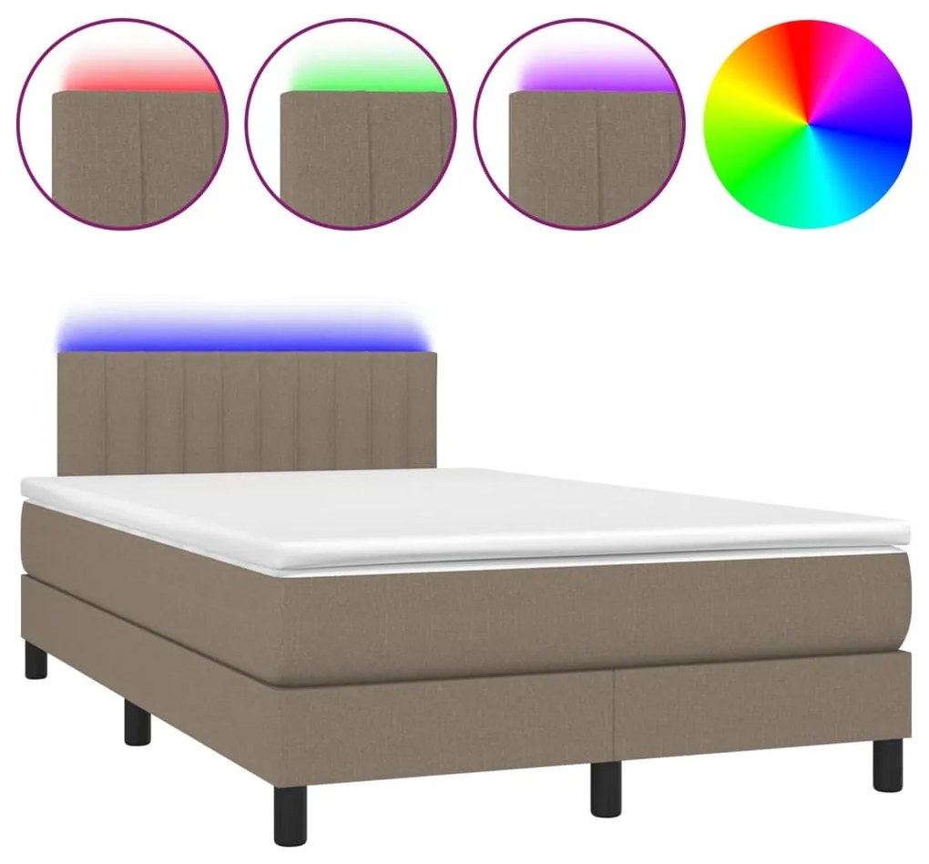 ΚΡΕΒΑΤΙ BOXSPRING ΜΕ ΣΤΡΩΜΑ &amp; LED TAUPE 120X200 ΕΚ. ΥΦΑΣΜΑΤΙΝΟ 3133305