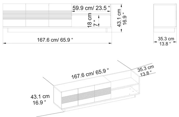 Έπιπλο τηλεόρασης Yubo pakoworld λευκό-φυσικό 167,6x35x43εκ