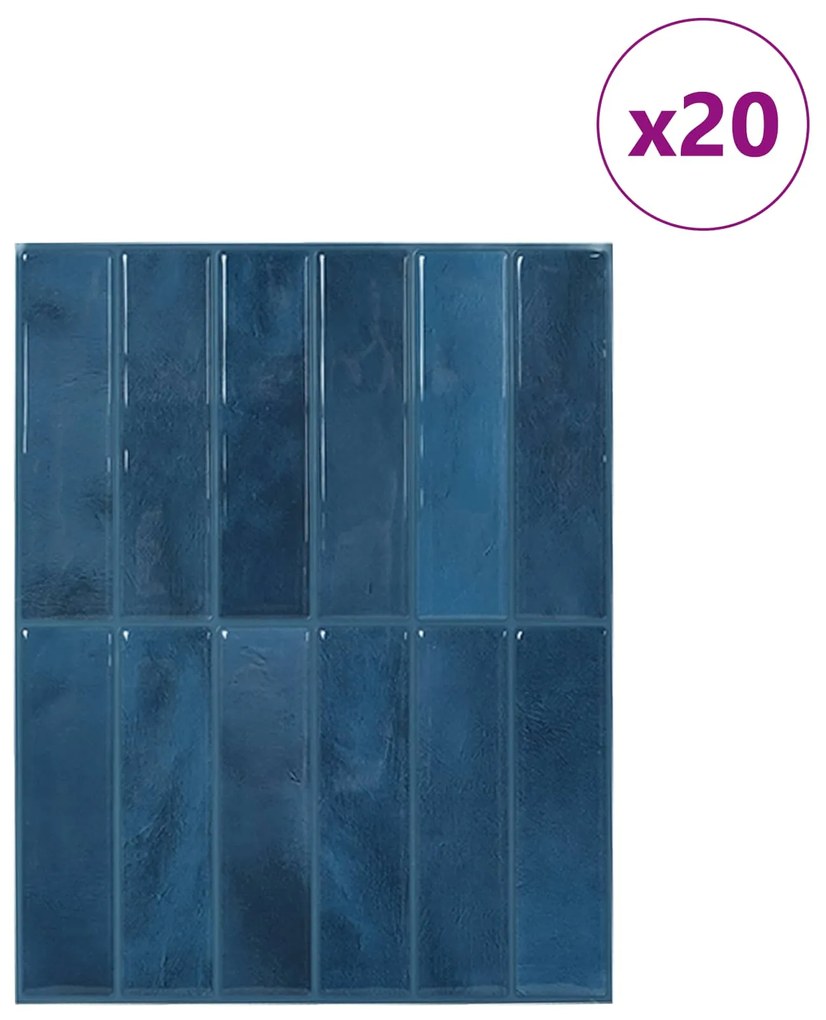 vidaXL Ορθογώνιο Πλακάκι 20 pcs Μπλε 29 x 23 x 0,08 εκ