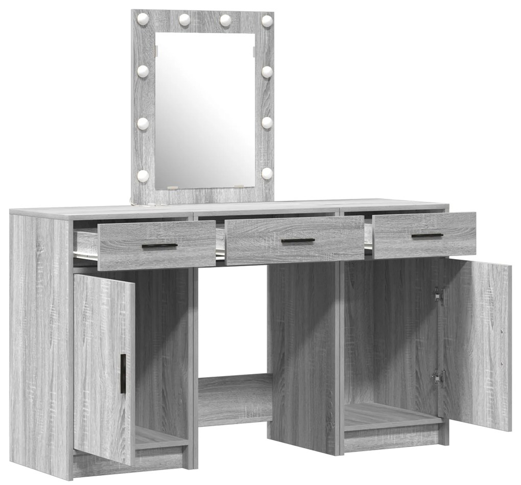 vidaXL Τραπέζι περιποίησης με συρτάρι 3 pcs Γκρι 50 x 41 x 135 εκ