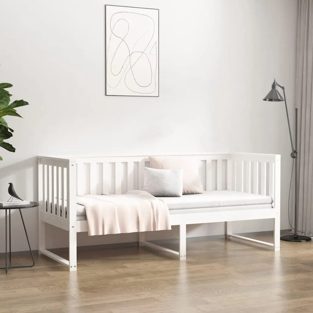 vidaXL Κρεβάτι ημέρας χωρίς στρώμα Λευκό 75x190 cm Στερεό ξύλο πεύκο