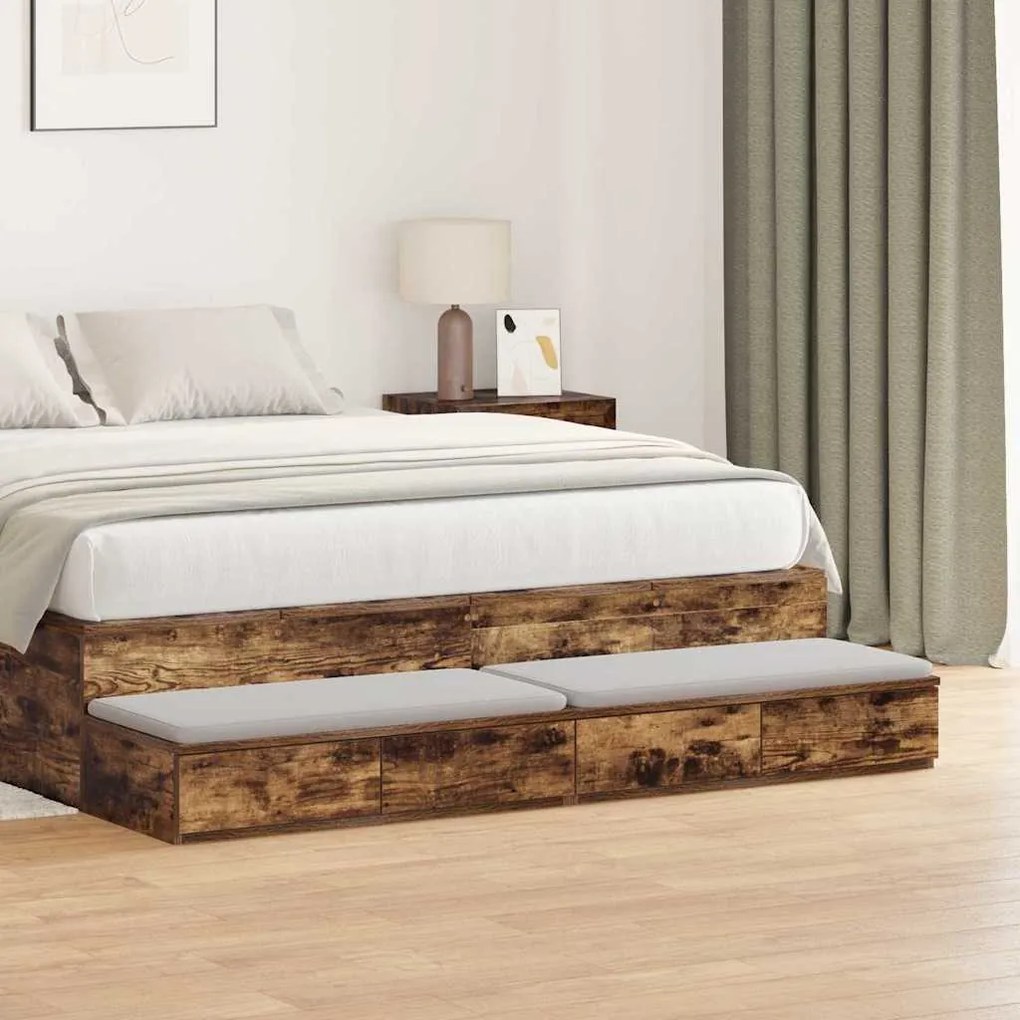 vidaXL Συρτάρια κρεβατιού Καπνιστή δρυς 160 x 36.5 x 16.5 εκ
