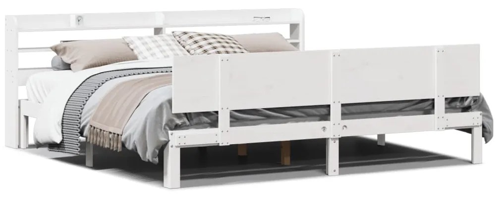 Σκελετός Κρεβατιού με Κεφαλάρι Χωρίς Στρώμα Λευκό 200x200 εκ.