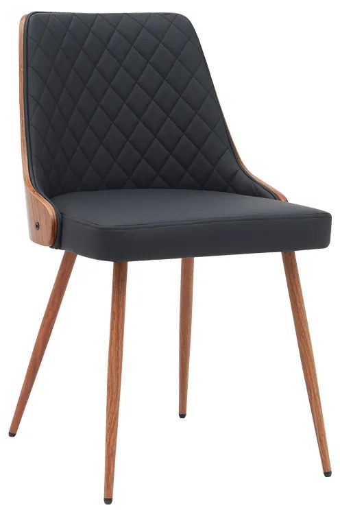 Καρέκλα Korom μαύρο pu-πόδι καρυδί μέταλλο 50x58.5x78εκ