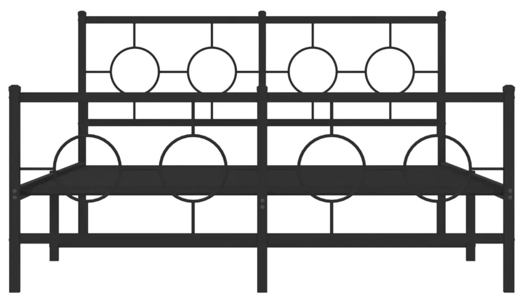 vidaXL Πλαίσιο Κρεβατιού με Κεφαλάρι&Ποδαρικό Μαύρο 135x190εκ. Μέταλλο