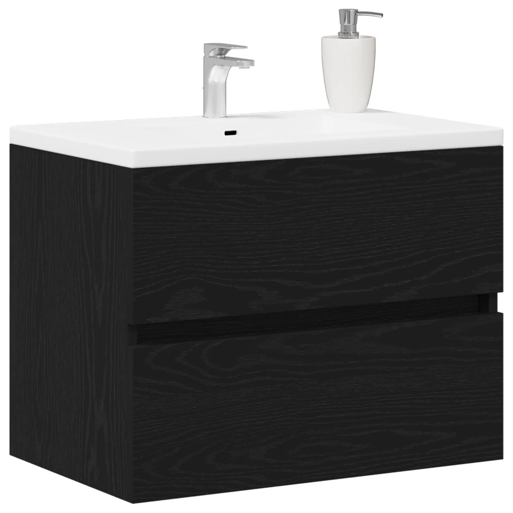 vidaXL ντουλάπι νιπτήρα  Μαύρη βελανιδιά 60x38,5x45 εκ. Επεξεργασμένο ξύλο