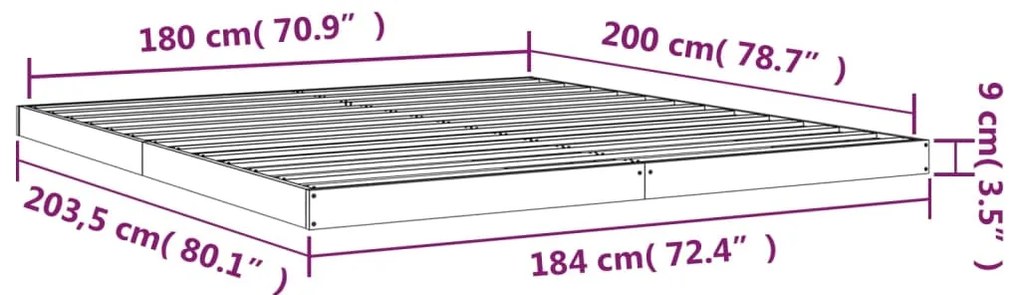 Πλαίσιο Κρεβατιού Λευκό 180x200εκ. Μασίφ Ξύλο Πεύκου Super King - Λευκό