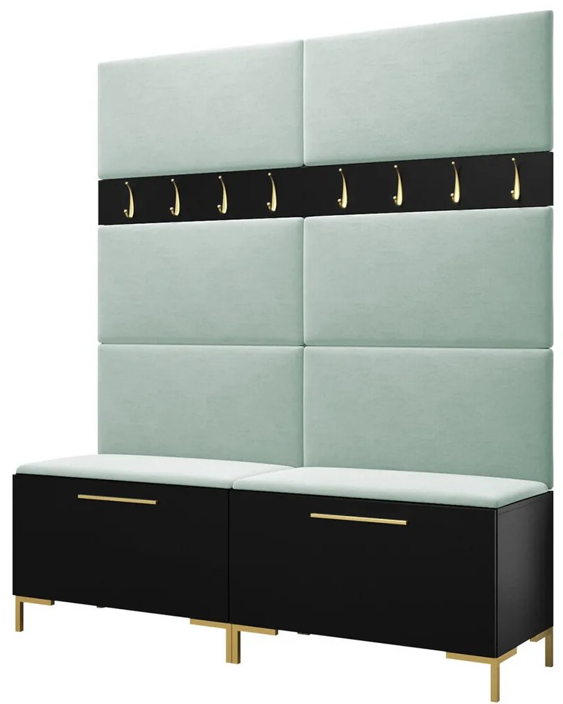 Σετ διαδρόμου Hartford F101, 196x168x46cm, 32 kg, Μαύρο, Ταπισερί, Πλαστικοποιημένη μοριοσανίδα, Εντοιχισμένη, Τοίχου | Epipla1.gr