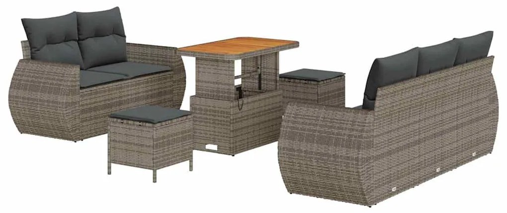 vidaXL Σετ Καναπέ Κήπου 8 pcs Γκρι συνθετικό ρατάν