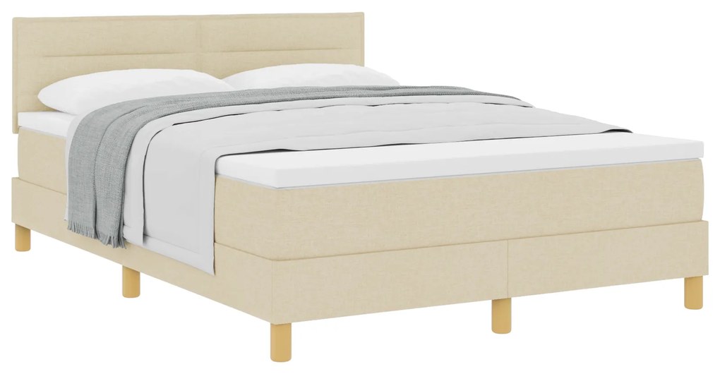 vidaXL Κρεβάτι Box Spring με Στρώμα Κρεμ 140χ200 εκ. Ύφασμα