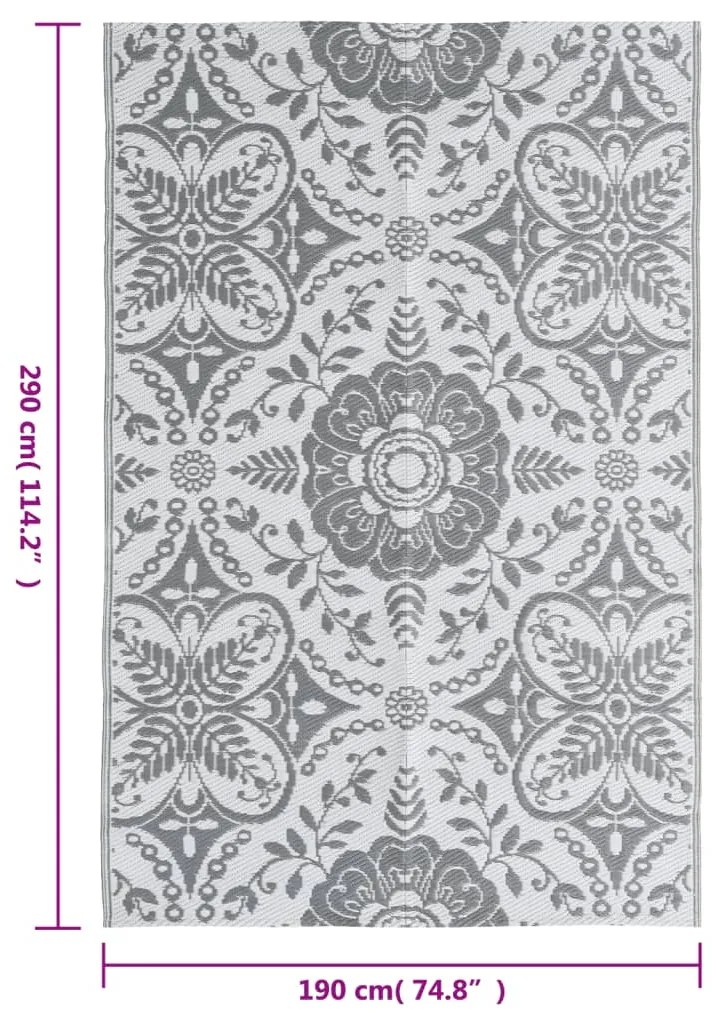 vidaXL Χαλί εξωτερικού χώρου ARAKIL ανοιχτό γκρι 190x290 cm PP