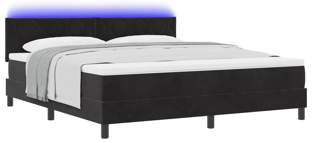 vidaXL κεφαλάρι κρεβατιού με στρώμα και LED Μαύρο 180x200 cm Βελούδο