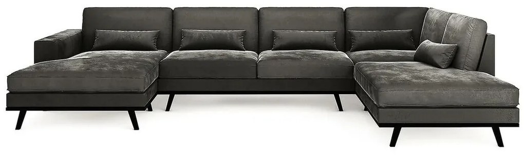 Γωνιακός Καναπές Seattle K101, Γκρι, 351x202x85cm, Πόδια: Ξύλο, Ξύλο: Πεύκο | Epipla1.gr