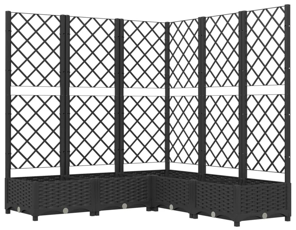 Ζαρντινιέρα Κήπου με Καφασωτό Μαύρο 120x120x121,5 εκ. από PP - Μαύρο