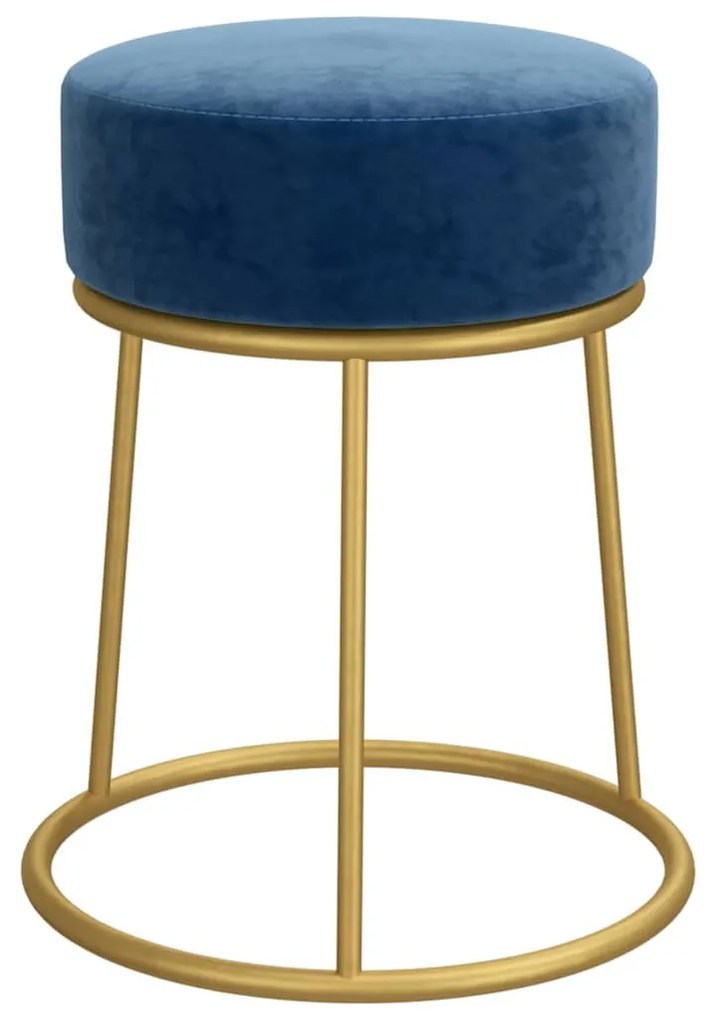 vidaXL Στρογγυλό Σκαμπό Hocker Μπλε Βελούδινο