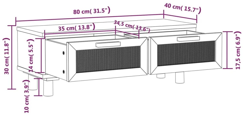 ΤΡΑΠΕΖΑΚΙ ΣΑΛΟΝΙΟΥ ΚΑΦΕ 80X40X30 ΕΚ. ΕΠΕΞ. ΞΥΛΟ &amp; ΜΑΣΙΦ ΠΕΥΚΟ 345623