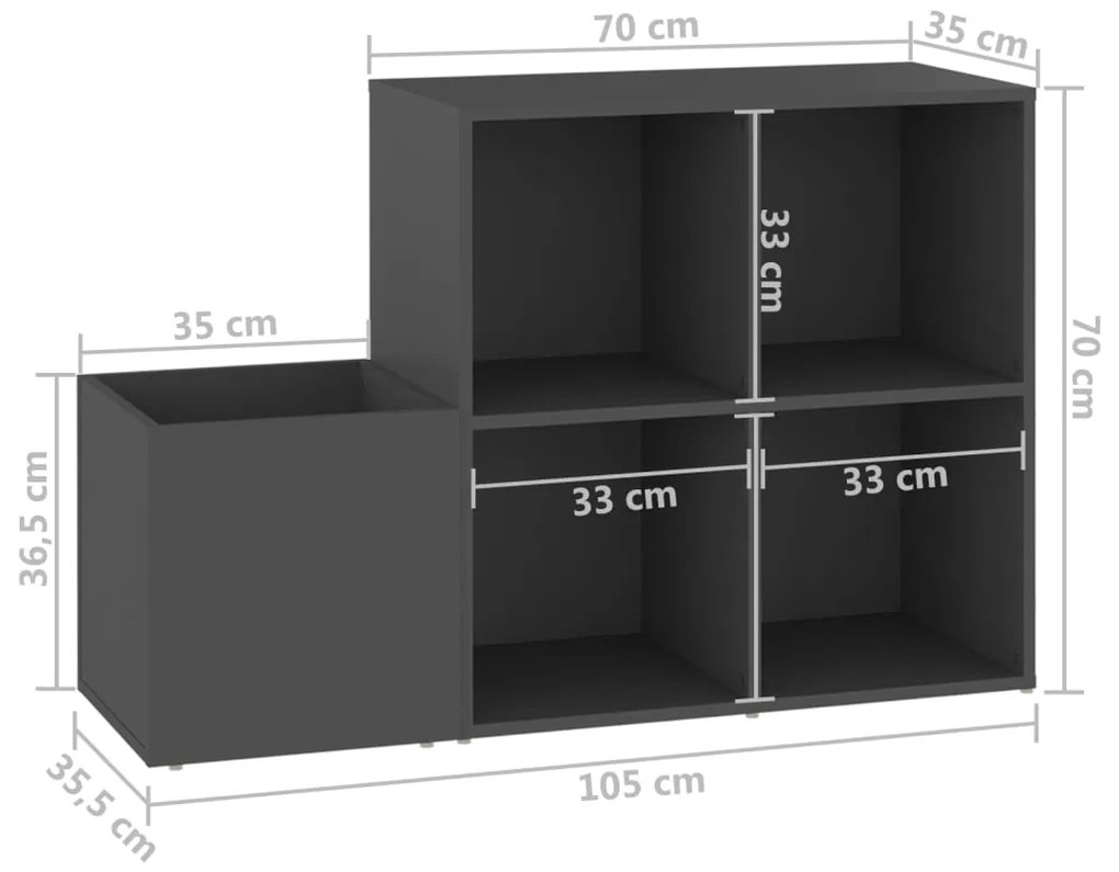 Παπουτσοθήκη Χολ Γκρι 105 x 35,5 x 70 εκ. από Επεξ. Ξύλο - Γκρι