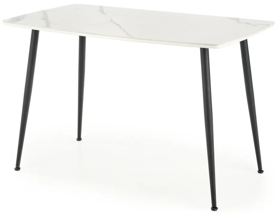 Τραπέζι Houston 1129, Μαύρο, Λευκό μάρμαρο, 75x70x120cm, 24 kg, Επεξεργασμένο γυαλί, Ινοσανίδες μέσης πυκνότητας, Μέταλλο | Epipla1.gr