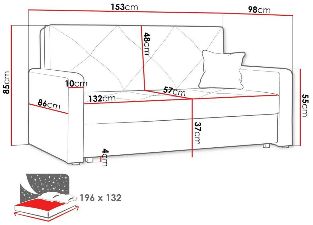 Καναπές κρεβάτι Columbus 169, Αριθμός θέσεων: 2, Αποθηκευτικός χώρος, 85x153x98cm, 67 kg, Πόδια: Μέταλλο, Ξύλο: Πεύκο | Epipla1.gr