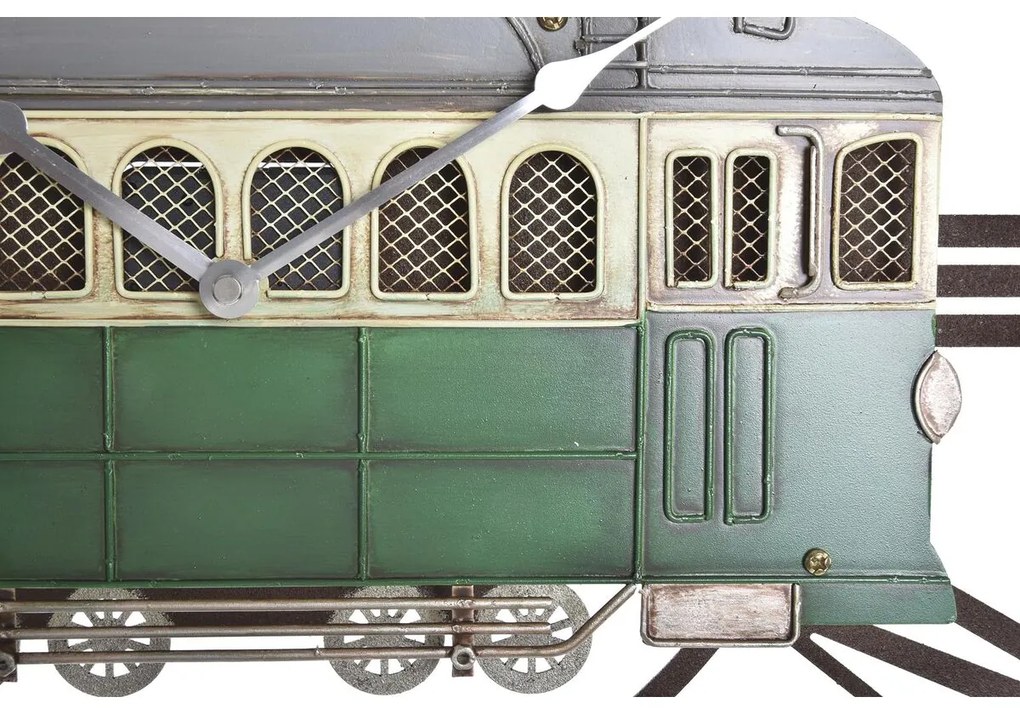 Ρολόι Τοίχου DKD Home Decor 49,5 x 3,5 x 48 cm Μέταλλο Πράσινο Κίτρινο Vintage Τρένο (x2)