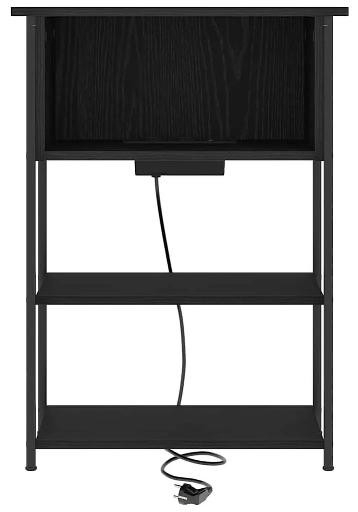 vidaXL Κομοδίνο Μαύρη δρυς 38 x 31 x 61 εκ Επεξεργασμένο ξύλο