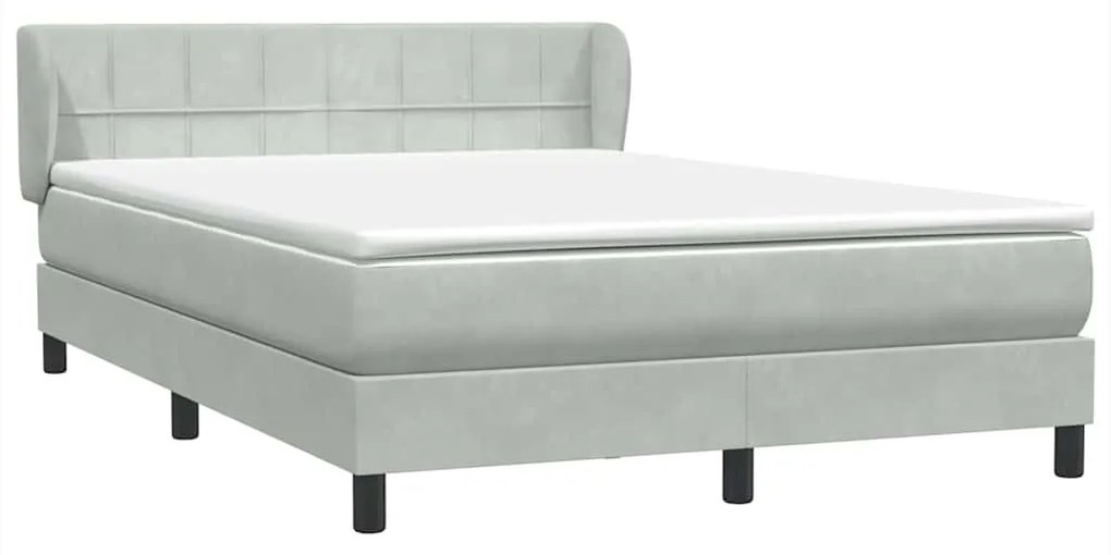 vidaXL Κρεβάτι Boxspring με Στρώμα Ανοιχτό Γκρι 160x210 εκ. Βελούδινο