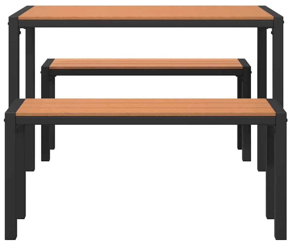 vidaXL Σέτ φαγητού για κήπο με μαξιλάρι 3 pcs Καφέ Ατσάλι