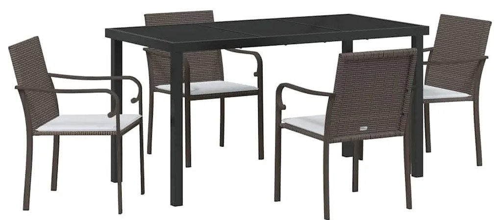 vidaXL Σέτ φαγητού για κήπο 5 pcs Καφέ Πολυ ράταν