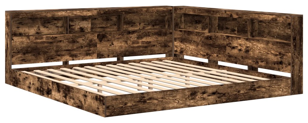 vidaXL Κρεβάτι Βιβλιοθήκης Καπνιστού Δρυ 180x200 εκ. Κατασκευασμένο Ξύλο