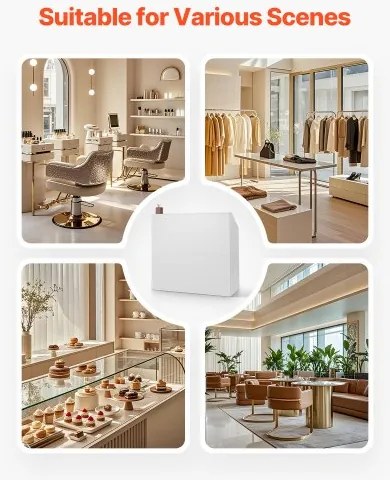 VEVOR Reception Desk Rectangular Front Counter Table 46.46 in White Office Table