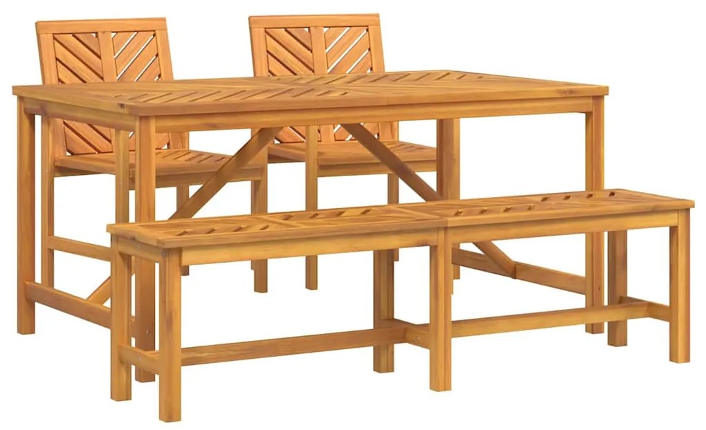 vidaXL Σέτ φαγητού για κήπο 4 pcs Καφέ Στερεό Ξύλο Ακακίας