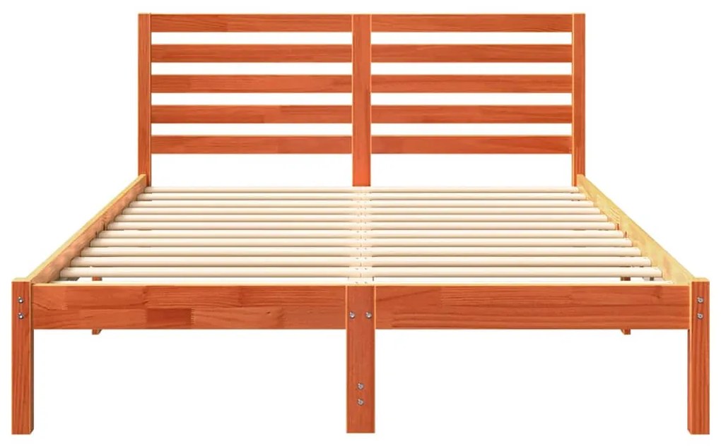vidaXL Σκελετός Κρεβατιού Καφέ κεριού 135 x 190 cm Μασίφ ξύλο πεύκου