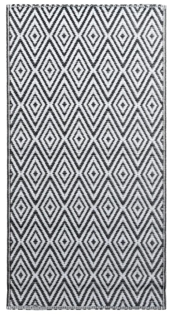 vidaXL Χαλί εξωτερικού χώρου ARAKIL Λευκό και μαύρο 120x180 cm PP