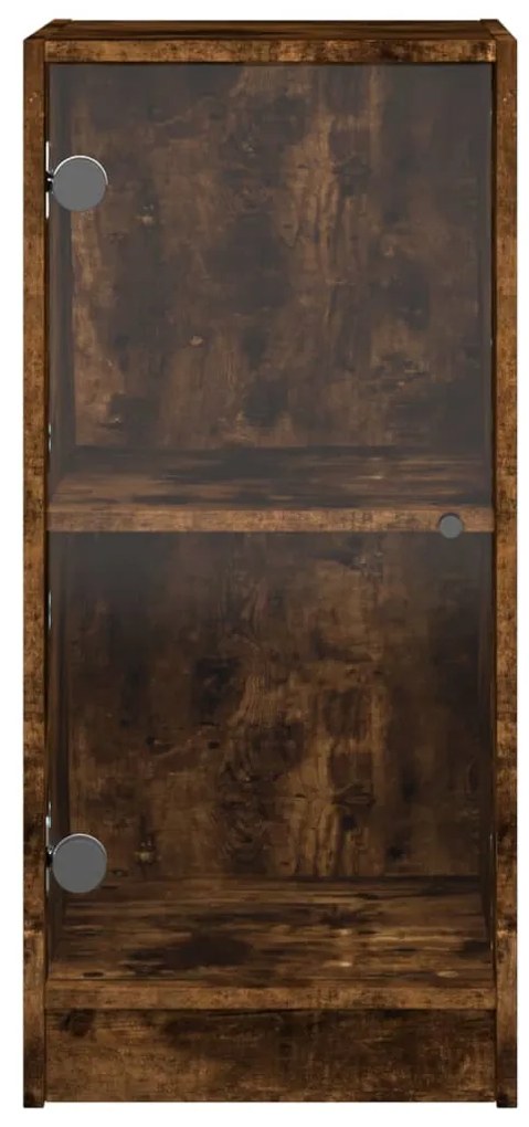 vidaXL Βοηθητικό Ντουλάπι Καπνιστή Δρυς 35x37x75,5 εκ. Γυάλινες Πόρτες