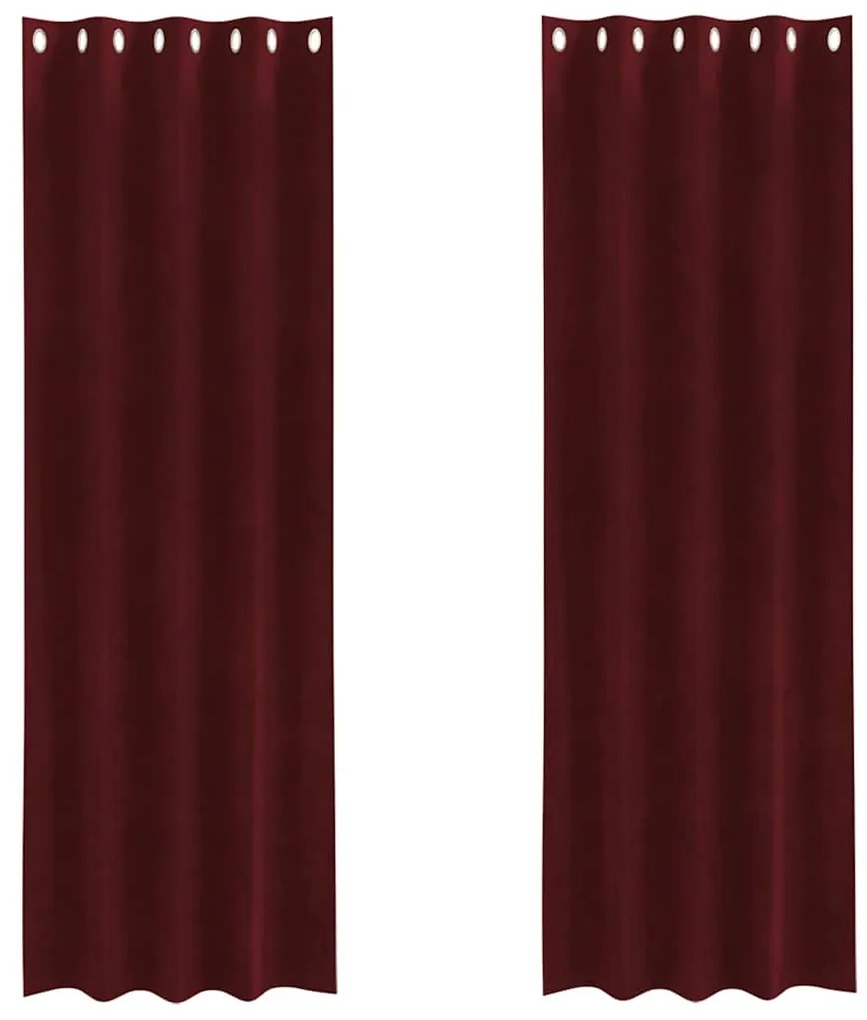 vidaXL Κουρτίνες με κουρτίνες 2 pcs Μπορντό 140 x 260 cm Βελούδο