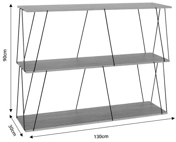 Βοηθητικό τραπέζι-ραφιέρα Tars οακ-μαύρο 120x30x90εκ 120x30x90 εκ.