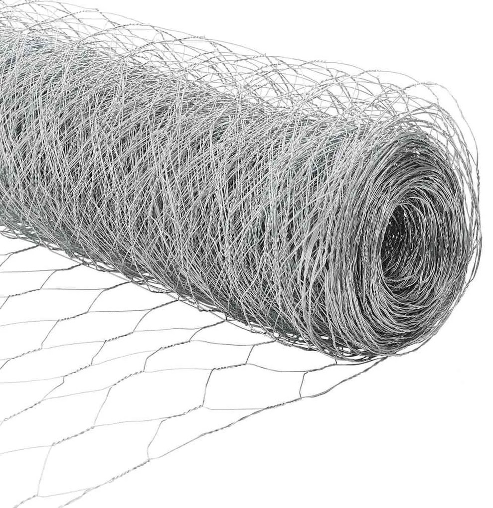 vidaXL Φράχτης Εξαγώνου Ασημί 1,6 x 50 m Γαλβανισμένος χάλυβας