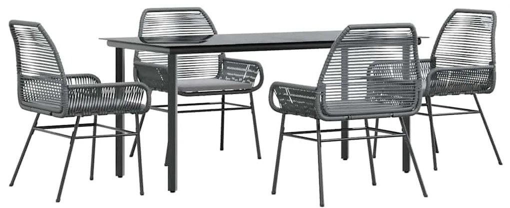 vidaXL Σετ Τραπεζαρίας Κήπου 5 τεμ. Γκρι Συνθ.Ρατάν/Γυαλί με Μαξιλάρια