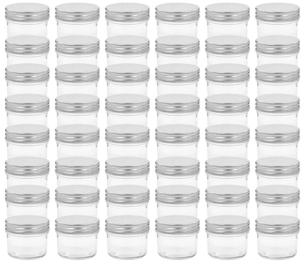 vidaXL Βάζα Μαρμελάδας 48 τεμ. 110 ml Γυάλινα με Ασημένια Καπάκια