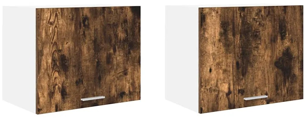 vidaXL Κρεμαστό ντουλάπι με πόρτα Riga 2 pcs Καπνιστός Δρυς και Λευκό