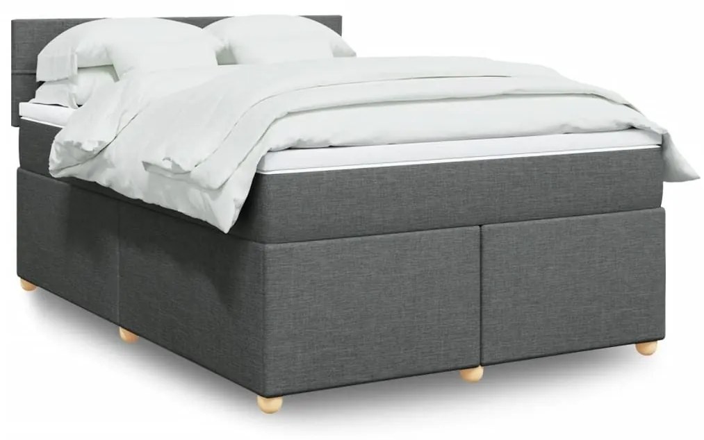 ΚΡΕΒΑΤΙ BOXSPRING ΜΕ ΣΤΡΩΜΑ ΣΚΟΥΡΟ ΓΚΡΙ 140X200 ΕΚ ΥΦΑΣΜΑΤΙΝΟ 3289004