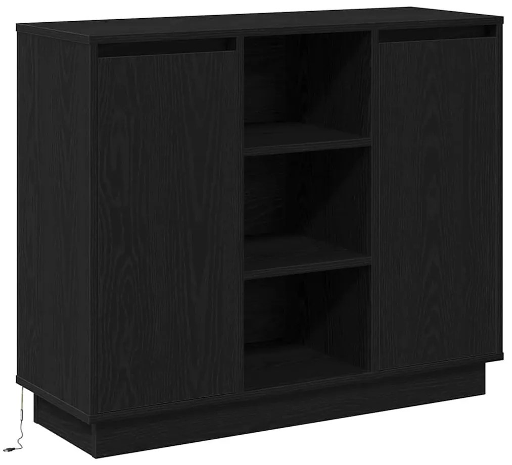 vidaXL Κομοδίνο με ράφι Μαύρη Οξυά 90 x 32 x 75 εκ Επεξεργασμένο ξύλο