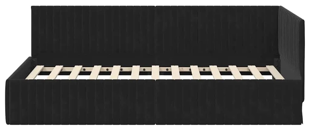 vidaXL Κρεβάτι Γωνίας με κεφαλάρι Μαύρο 100 x 200 cm Βελούδο