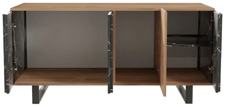 Μπουφές Amanda pakoworld καρυδί-μαύρο 160x40x78.5εκ - 120-000188 - 120-000188